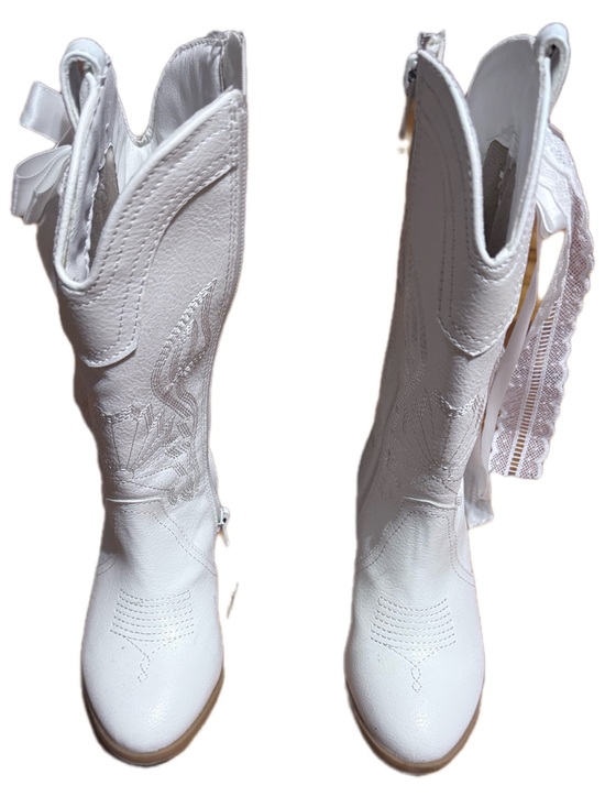 Baylie Bows Other - White Kids Western Knee-High Boots - Classic Cowboy Style